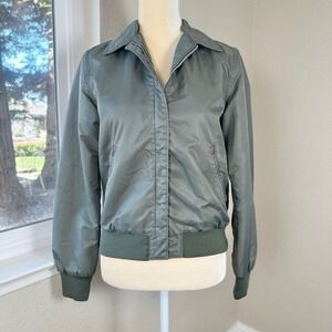 Uniqlo x Ines de la Fressange Bomber Jacket Womens S Green Nylon Blend Outerwear